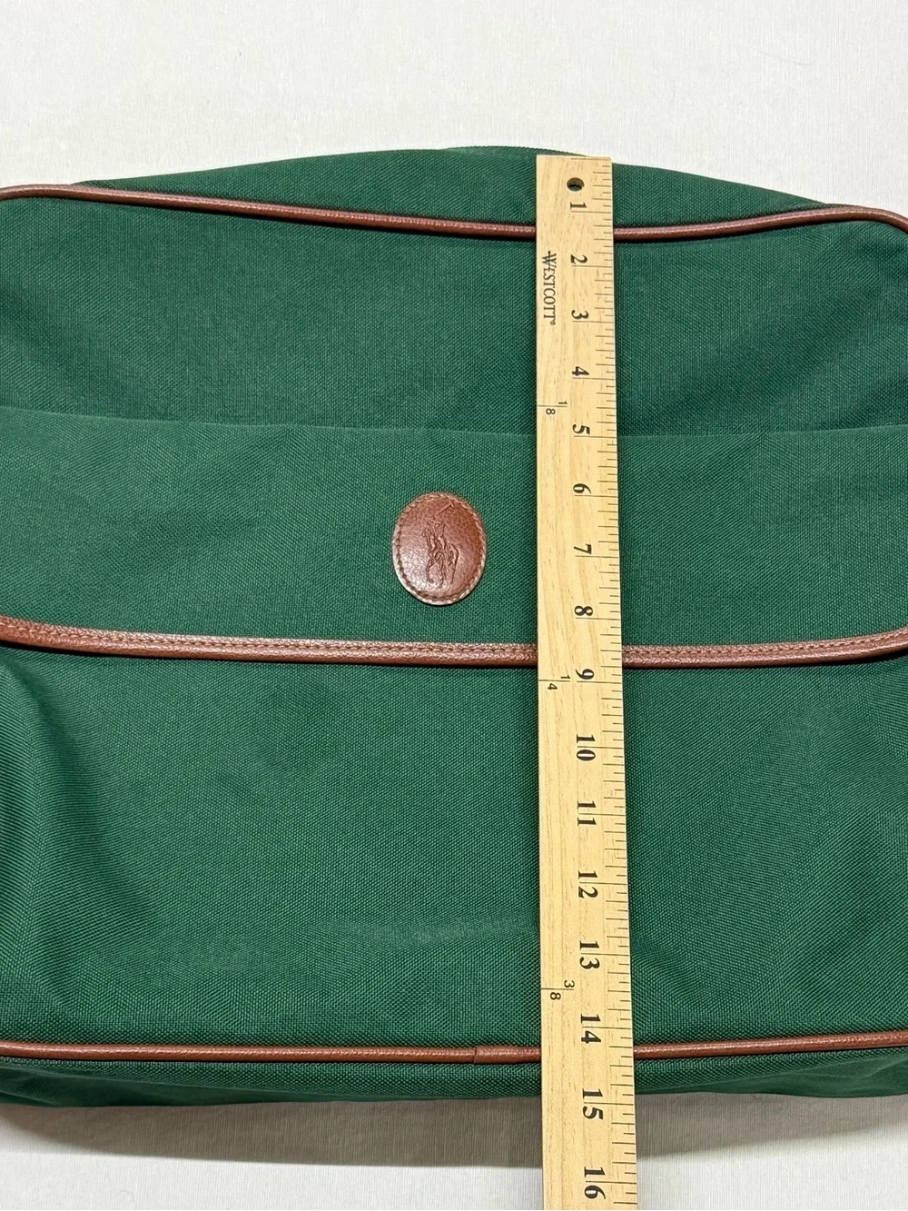 Vintage Polo by Ralph Lauren Dark Green Messenger Bag with Brown Trim